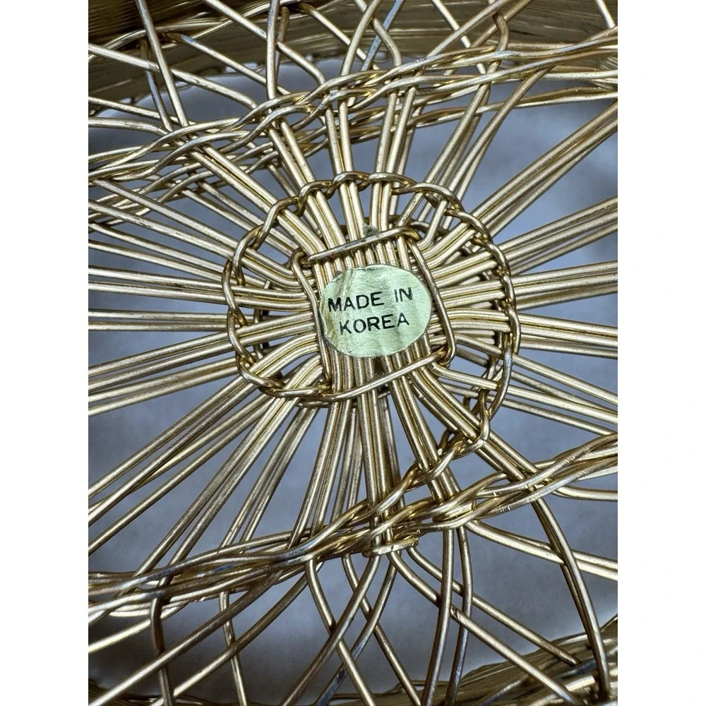 Vintage Gold Wire Basket Set‎ Korea Hong Kong Fruit Bread Bowl Mid Century